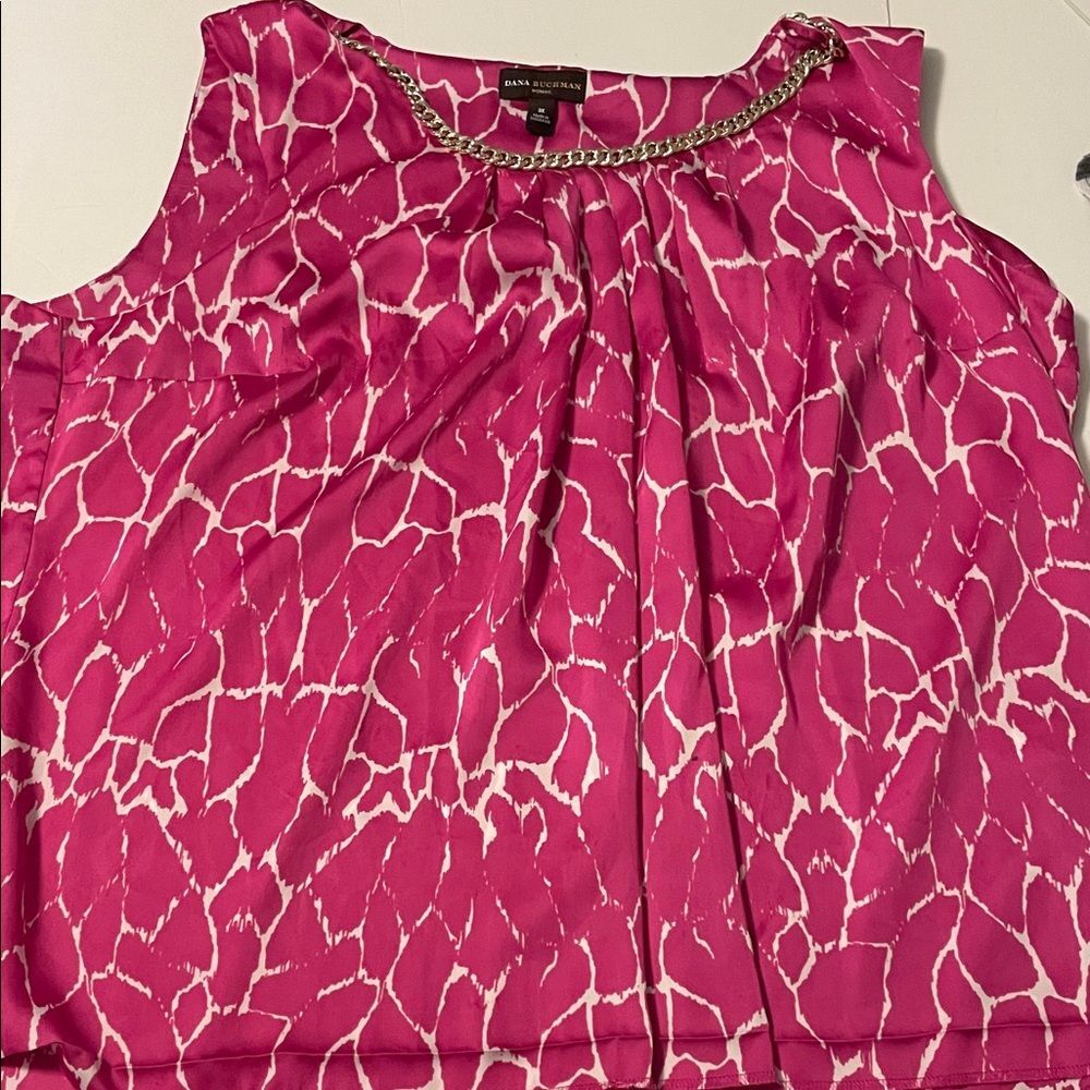 Bundle of 3X tops Dana Buchman Pink Patterned Blouse with Chain Accent and more
